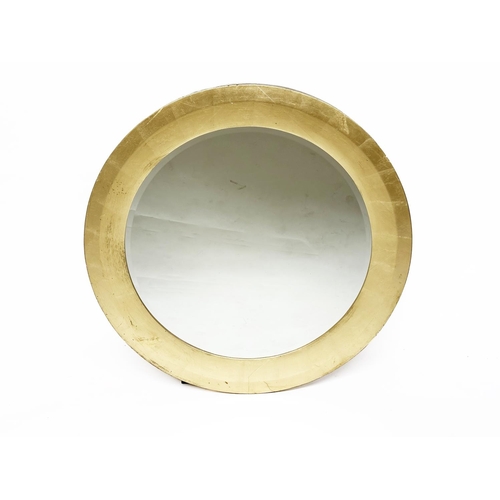 303 - WALL MIRROR, circular gilt leaf framed, with bevelled mirror plate, 110cm W.