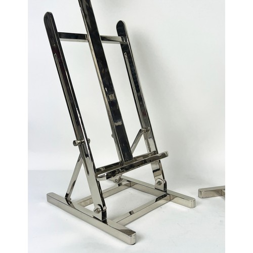 10A - EASELS, a pair, contemporary chrome, 105cm H. (2)