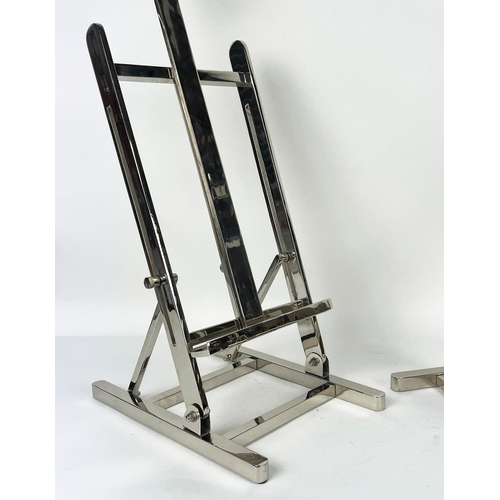 10A - EASELS, a pair, contemporary chrome, 105cm H. (2)