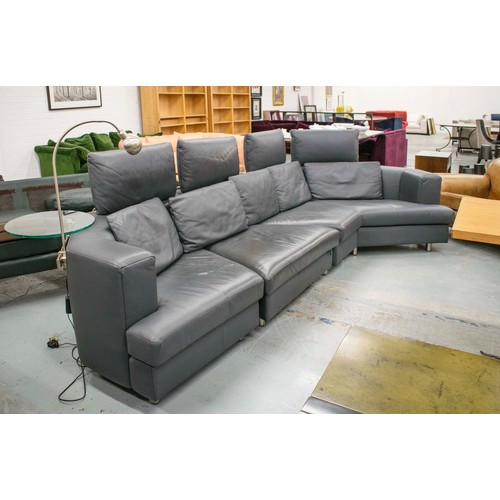 419 - ROLF BENZ MODULAR SOFA, with attached light, side table and headrests, 350cm W approx.