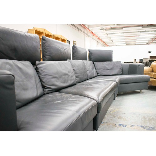 419 - ROLF BENZ MODULAR SOFA, with attached light, side table and headrests, 350cm W approx.