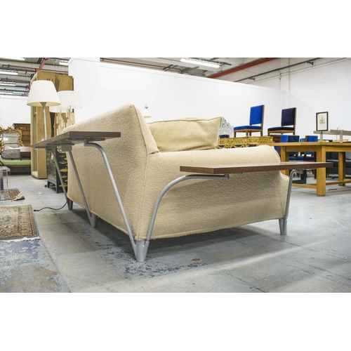 418 - CASSINA LAZY WORKING SOFA, by Philippe Starck, boucle fabric of great depth, with attached shelves w... 