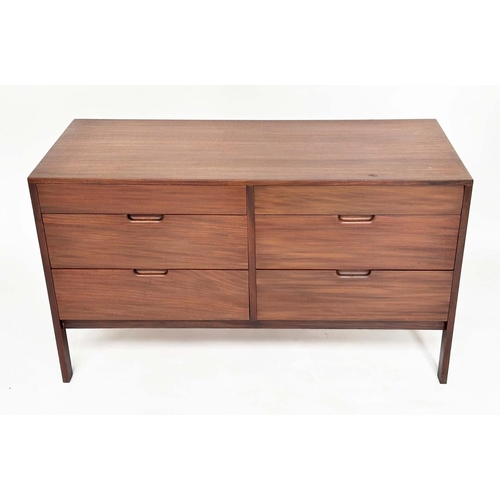 494 - LOW CHEST BY RICHARD HORNBY, for Fyne Lady of Banbury, mid 20th century afromosia with six drawers, ... 