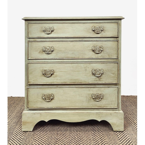 507 - CHEST, Georgian style grey painted of four drawers, 76cm H x 65cm W x 34cm D, a canterbury with thre... 