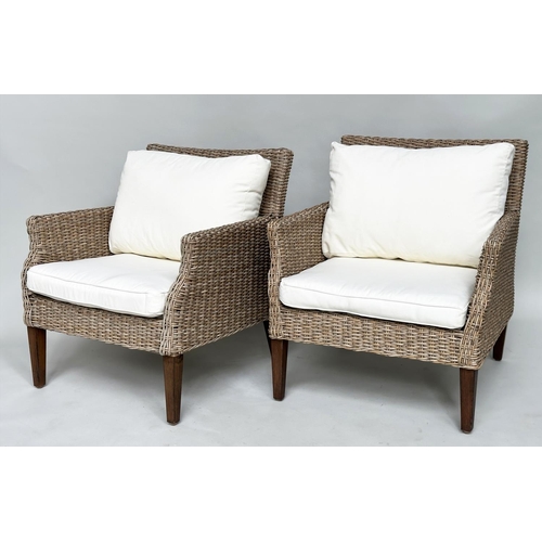 482 - OKA EDSLAN CHAIRS, a pair, with cushions, 78cm W. (2)