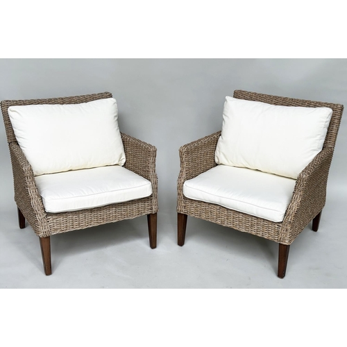 482 - OKA EDSLAN CHAIRS, a pair, with cushions, 78cm W. (2)