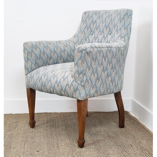 464 - ARMCHAIR, Georgian revival in blue chevron upholstery, 86cm H x 59cm W x 66cm D.