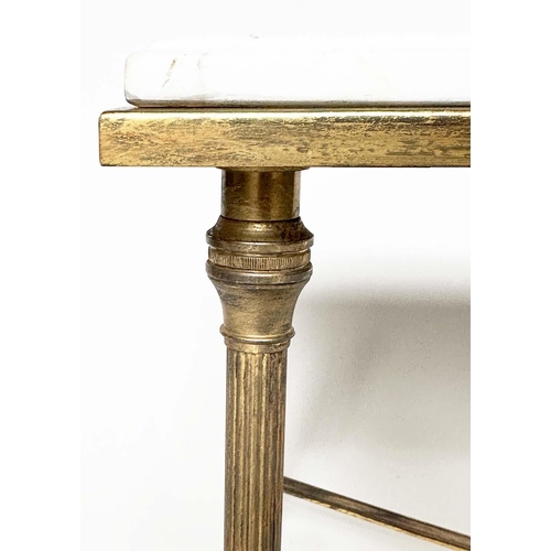 447 - LOW TABLE, Regency style rectangular grey striated Carrara marble on gilt metal reeded X stretchered... 