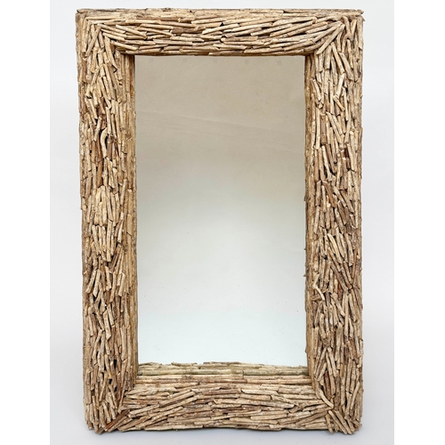 443 - DRIFTWOOD MIRROR, Bespoke rectangular deep framed and multi layered, 94cm W x 163cm H.