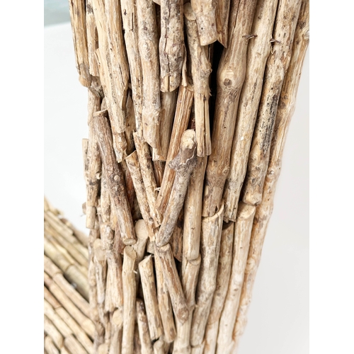 443 - DRIFTWOOD MIRROR, Bespoke rectangular deep framed and multi layered, 94cm W x 163cm H.