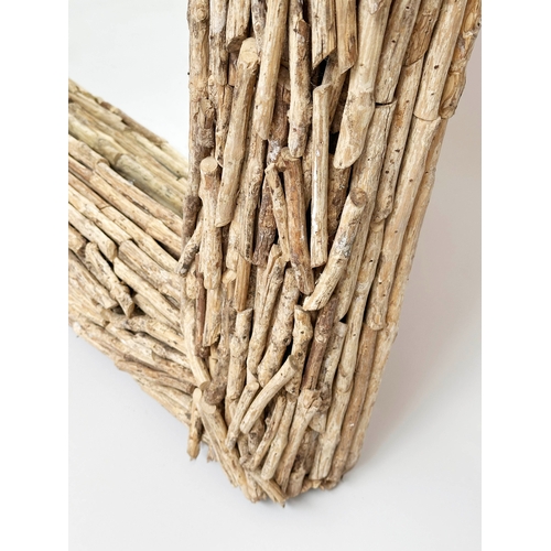 443 - DRIFTWOOD MIRROR, Bespoke rectangular deep framed and multi layered, 94cm W x 163cm H.