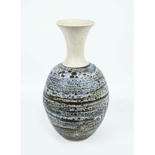 10 - A STUDIO POTTERY STONEWARE VASE, late 20th century, of ovoid form with a waisted neck, the main body... 