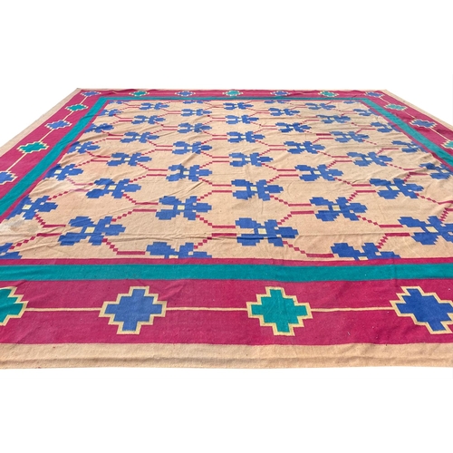 103 - MOROCCAN DESIGN DHURRIE, 490cm x 470cm.