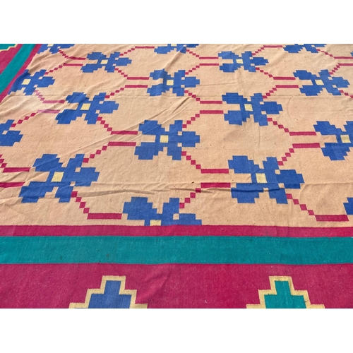 103 - MOROCCAN DESIGN DHURRIE, 490cm x 470cm.