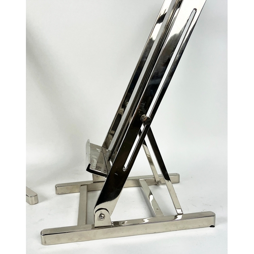 10A - EASELS, a pair, contemporary chrome, 105cm H. (2)