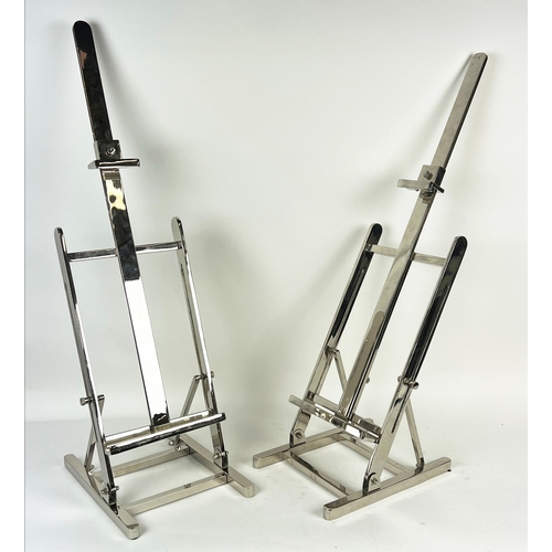 10A - EASELS, a pair, contemporary chrome, 105cm H. (2)