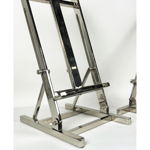 10A - EASELS, a pair, contemporary chrome, 105cm H. (2)