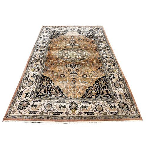 116 - INDIAN KASHMIR SILK CARPET, 335cm x 210cm.