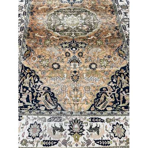 116 - INDIAN KASHMIR SILK CARPET, 335cm x 210cm.