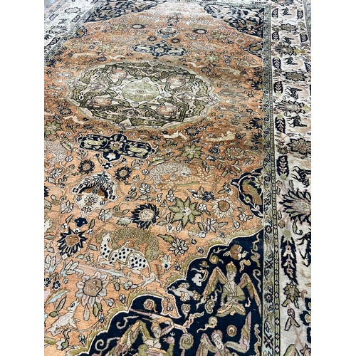 116 - INDIAN KASHMIR SILK CARPET, 335cm x 210cm.