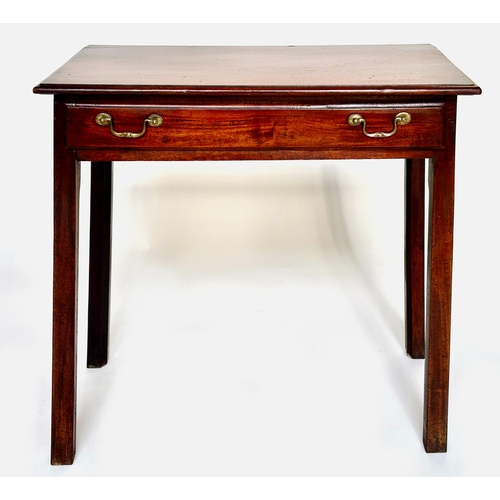 125 - WRITING TABLE, George III mahogany, rectangular with full width drawer and inner chamferred square s... 