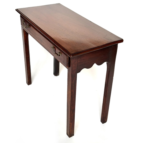 125 - WRITING TABLE, George III mahogany, rectangular with full width drawer and inner chamferred square s... 