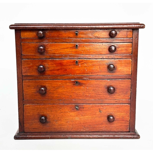 127 - CLOCKMAKERS CABINET, 19th century mahogany with six graduated drawers, (retaining a selection of clo... 