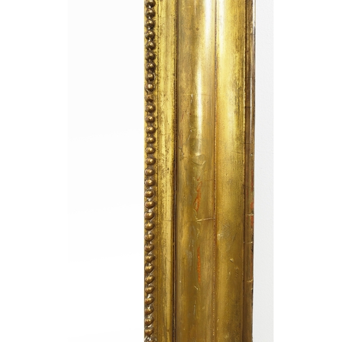 145 - WALL MIRROR, circa 1870, Spanish giltwood and gesso with arched, oak leaf and cartouche crested fram... 