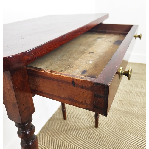 150 - WRITING TABLE, 19th century mahogany with single drawer, 79cm H x 69cm W x 38cm D.