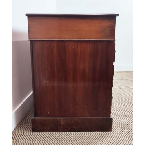 156 - KNEEHOLE DESK, Victorian mahogany with nine drawers, 75cm x 123cm W x 53cm D.