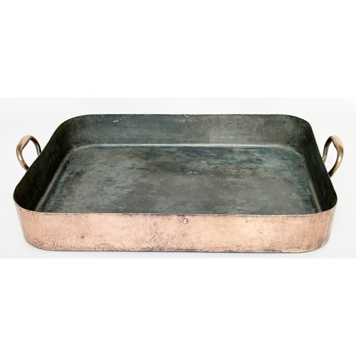 178 - COPPER ROASTING PAN, Country House large, early 20th century featuring riveted hand-made handles to ... 