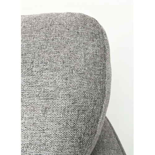 185 - ARMCHAIR, contemporary grey fabric upholstered with chromed supports, 90cm W.