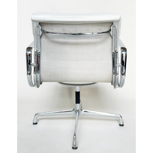 186 - REVOLVING DESK CHAIR BY VITRA, 1970s white leather soft pad, revolving on chromium base, 'Vitra' lab... 