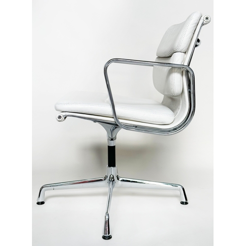 186 - REVOLVING DESK CHAIR BY VITRA, 1970s white leather soft pad, revolving on chromium base, 'Vitra' lab... 