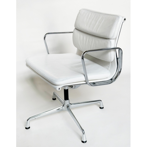 186 - REVOLVING DESK CHAIR BY VITRA, 1970s white leather soft pad, revolving on chromium base, 'Vitra' lab... 