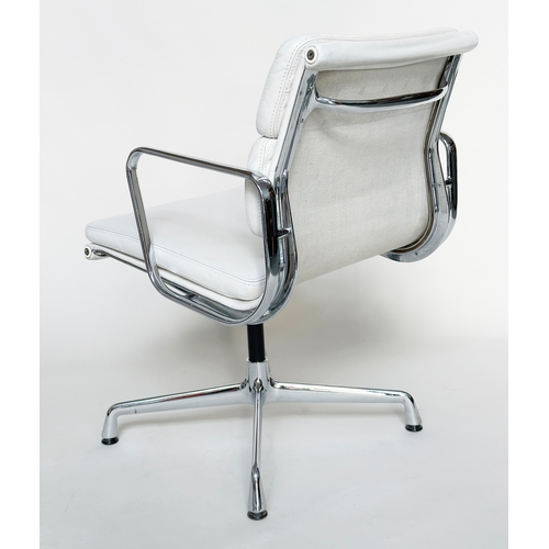 186 - REVOLVING DESK CHAIR BY VITRA, 1970s white leather soft pad, revolving on chromium base, 'Vitra' lab... 