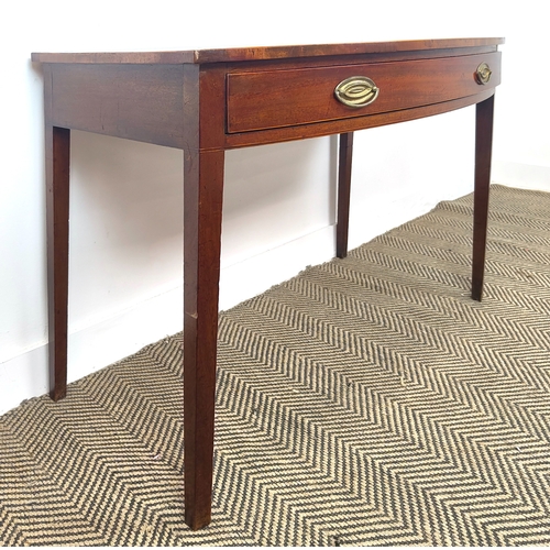 187 - BOWFRONT WRITING TABLE, George III mahogany and boxwood strung, circa 1790, with frieze drawer, 77cm... 