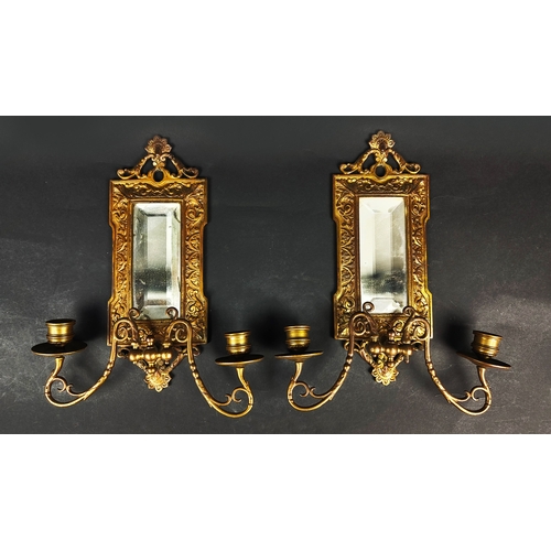 22 - A PAIR OF GILT METAL TABLE LAMPS, French taste, together with a pair of small girandoles. (4)