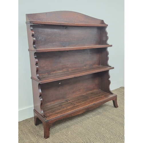 225 - AN EARLY 19TH CENTURY WATERFALL BOOKSHELF, Georgian mahogany and pine, on splayed bracket feet, 107c... 