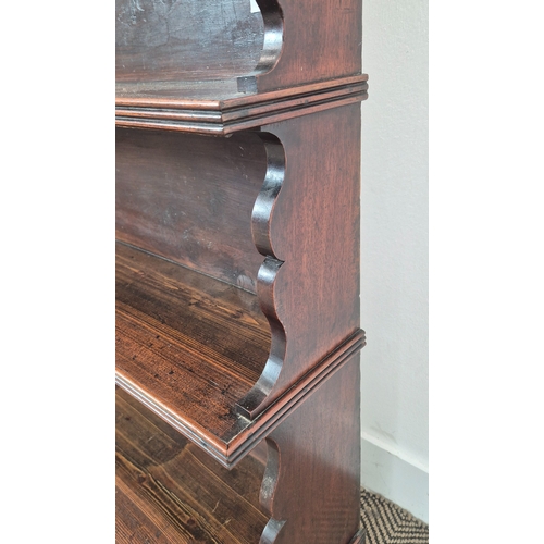 225 - AN EARLY 19TH CENTURY WATERFALL BOOKSHELF, Georgian mahogany and pine, on splayed bracket feet, 107c... 