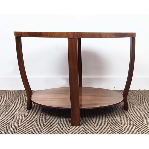 273 - LOW TABLE, Art Deco walnut with shaped oval top, 51cm H x 75cm W x 50cm D.