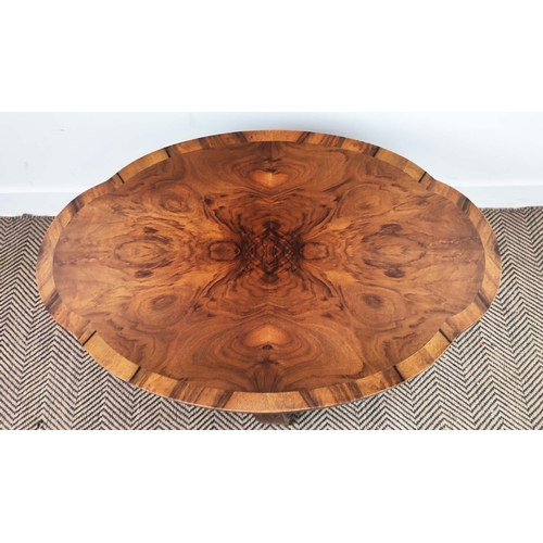 273 - LOW TABLE, Art Deco walnut with shaped oval top, 51cm H x 75cm W x 50cm D.