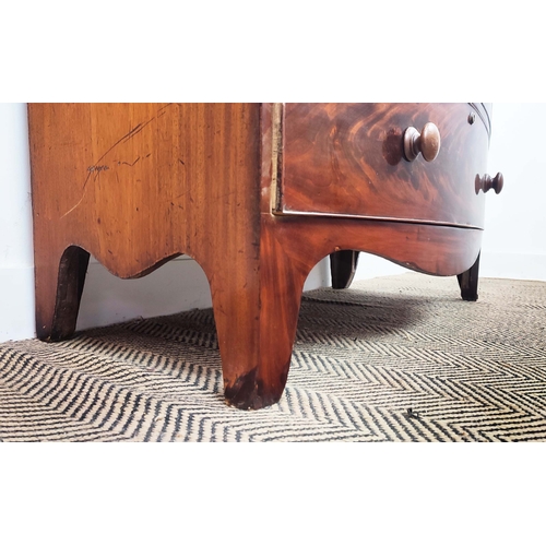 276 - BOWFRONT CHEST, early Victorian mahogany of five drawers, 106cm H x 107cm W x 52cm D.