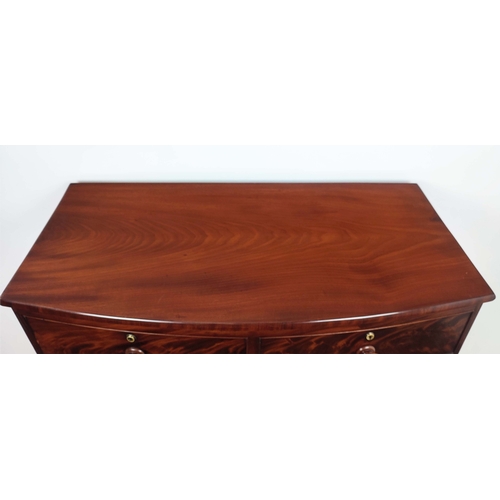 276 - BOWFRONT CHEST, early Victorian mahogany of five drawers, 106cm H x 107cm W x 52cm D.