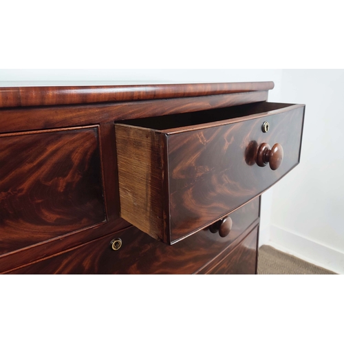 276 - BOWFRONT CHEST, early Victorian mahogany of five drawers, 106cm H x 107cm W x 52cm D.