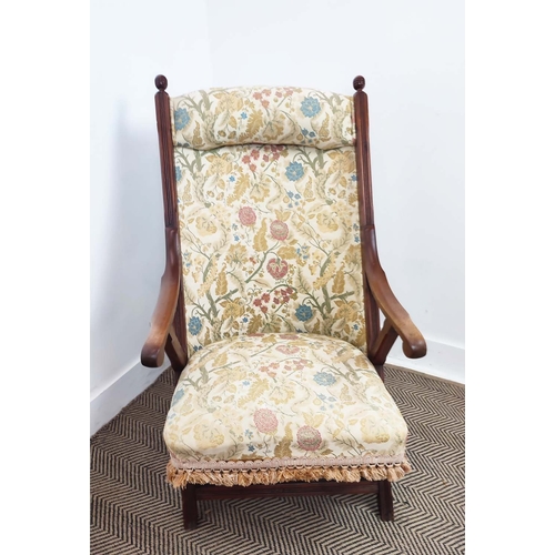 277 - ARMCHAIR, Victorian aesthetic walnut, circa 1875, with floral upholstery, 95cm H x 56cm W x 80cm D.