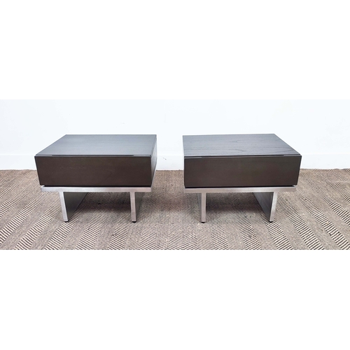 307 - SIDE TABLES, a pair, 1970's Italian style, each with a drawer, 55cm x 43.5cm x 36cm approx. (2)