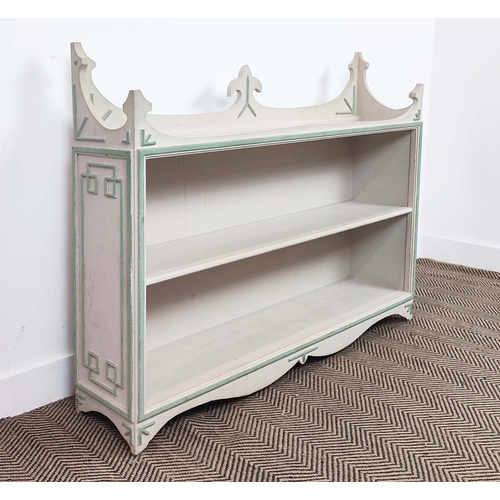 401 - OKA BOOKCASE, 101cm W x 98cm H, designed by Nicky Haslam, Gothic style, in a painted finish.