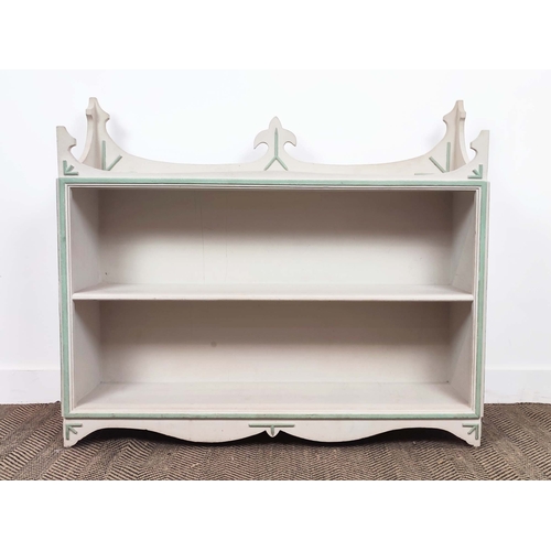 401 - OKA BOOKCASE, 101cm W x 98cm H, designed by Nicky Haslam, Gothic style, in a painted finish.