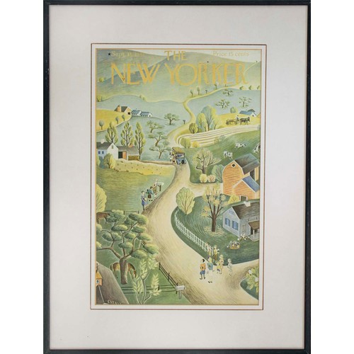 58 - SET OF SIX, original, 'New Yorker' magazine cover lithographic prints, circa 1940s, each example sig... 